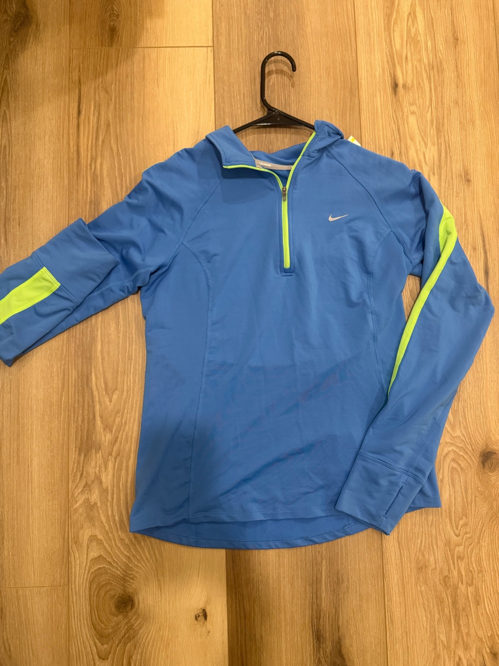Nike Blue Quarter-Zip Pullover with Neon Yellow Accents